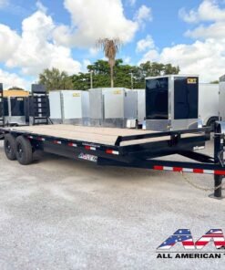 14DO-20+4KR AATC 24′ DECKOVER EQUIPMENT TRAILER 14,000 GVWR 7 TON STAND UP RAMPS