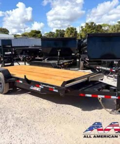 14EQ-16+2KR AATC 18′ EQUIPMENT TRAILER 14,000 GVWR 7 TON 5′ STAND UP RAMPS