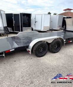Alternative view of CH-202-SIR-RG PJ 20′ STEEL DECK CAR HAULER 3.5 TON 7,000 GVWR 7X20 4′ DOVETAIL W/ 5′ SLIDE IN RAMPS WITH ROCK GUARD