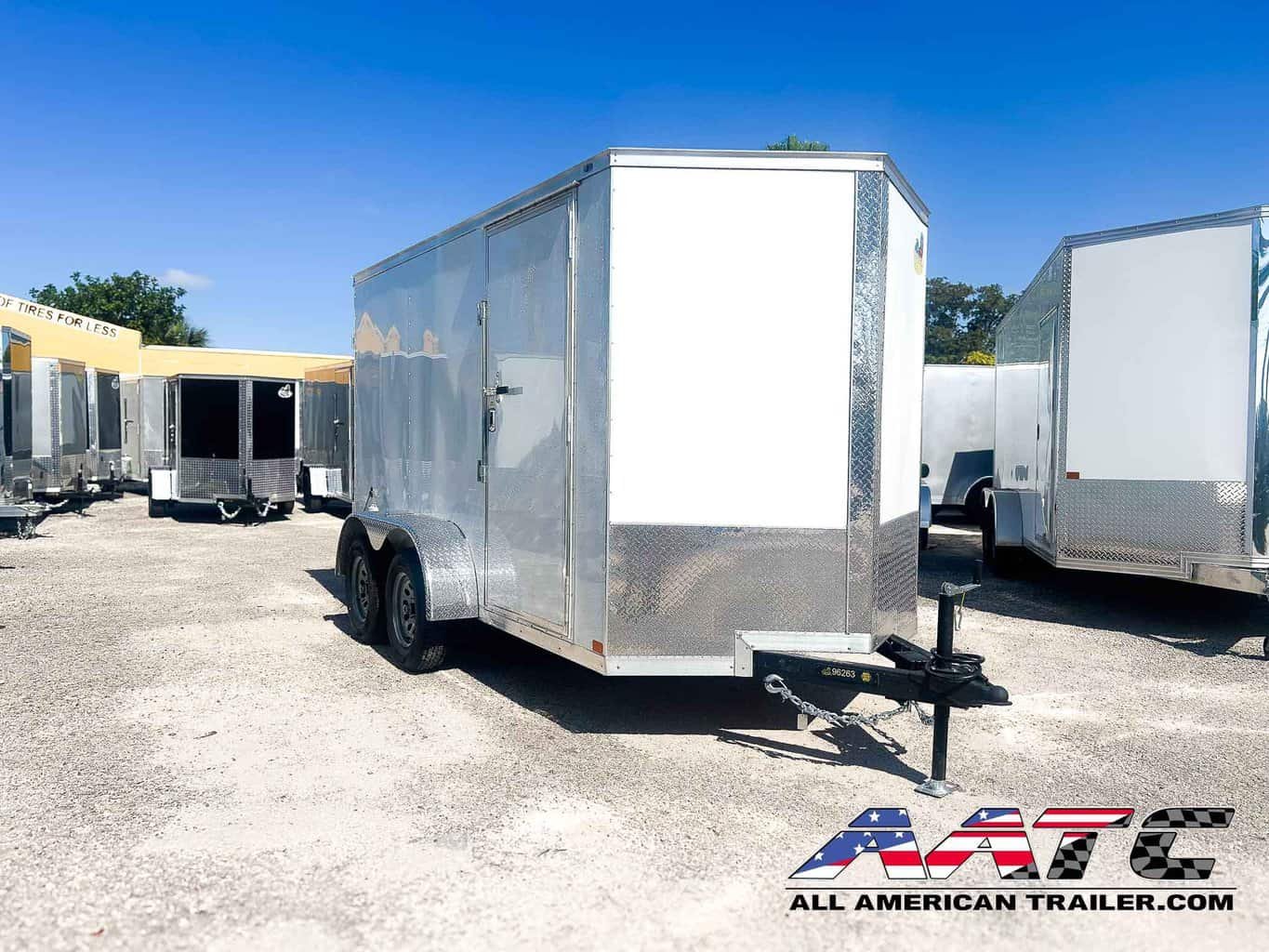 CW6X12TA2-WHT-DD COVERED WAGON WHITE 6X12 TANDEM AXLE DOUBLE DOOR CARGO TRAILER