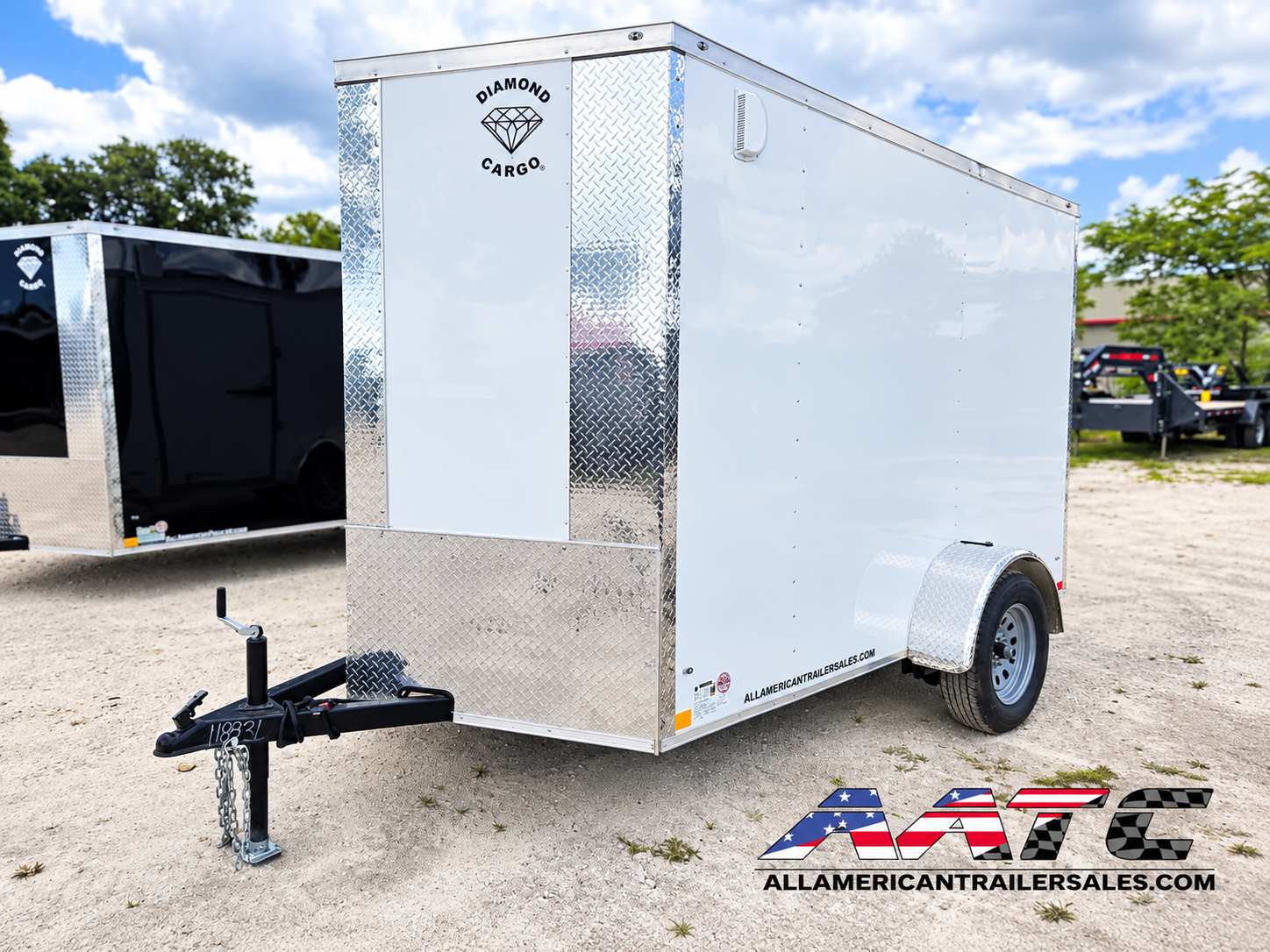 DC6X10SA-WHT-R DIAMOND CARGO 6X10 SINGLE AXLE RAMP DOOR CARGO TRAILER
