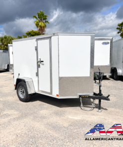CW5X8SA-WHT-DD/SD-56 COVERED WAGON 5X8 SINGLE AXLE DOUBLE DOOR SIDE DOOR CARGO TRAILER