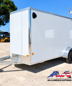 C6X12SSA-WHT-R-64-XLT ALCOM Aluminum 6×12 Single Axle Ramp Door Cargo Trailer XLT Pro Series