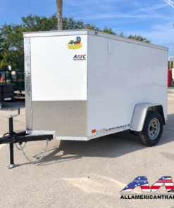CW5X8SA-WHT-R COVERED WAGON 5X8 SINGLE AXLE RAMP DOOR CARGO TRAILER