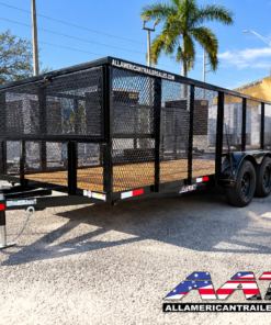 70UT-16-EX4 AATC 16′ TANDEM AXLE UTILITY TRAILER 4′ MESH SIDES 7,000 GVWR 7X16 W/ GATE