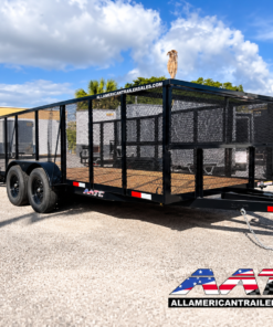 Alternative view of 70UT-16-EX4 AATC 16′ TANDEM AXLE UTILITY TRAILER 4′ MESH SIDES 7,000 GVWR 7X16 W/ GATE