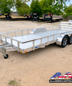 ULS6.5X20-2.0-ALUM ALCOM Aluminum 6.5×20 Tandem Axle Utility Trailer Alum Deck, Alum Wheels, Bi-Fold Gate