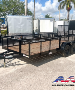 Alternative view of 70UT-16-EX2 AATC 16′ TANDEM AXLE UTILITY TRAILER 2′ MESH SIDES 7,000 GVWR 7X16 W/ GATE