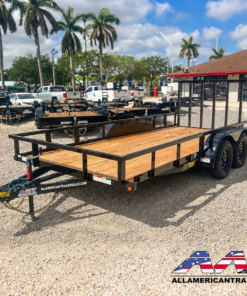70PI-16 BIG TEX 7X16 TANDEM AXLE UTILITY TRAILER WITH RAMP GATE 2 BRAKE AXLES