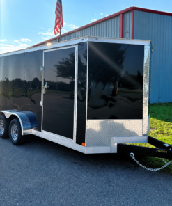 CW5X8SA-BLK-R/SD-56 COVERED WAGON 5X8 SINGLE AXLE RAMP DOOR SIDE DOOR CARGO TRAILER