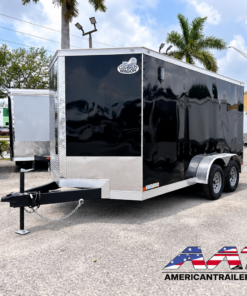 CW7X14TA2-GS-BLK-R COVERED WAGON 7X14 TANDEM AXLE RAMP DOOR CARGO TRAILER