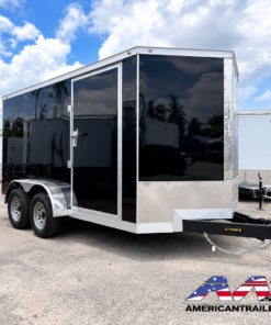 CW6X12TA2-BLK-R COVERED WAGON BLACK 6X12 TANDEM AXLE RAMP DOOR CARGO TRAILER