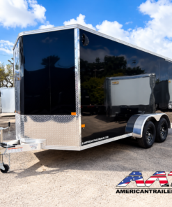 C7X16STA2-BLK-R-610-XLT ALCOM Aluminum 7×16 Tandem Axle Ramp Door Cargo Trailer XLT Pro Series