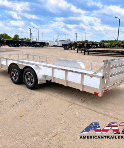 Alternative view of ULS6.5X16-2.0-ALUM ALCOM Aluminum 6.5×16 Tandem Axle Utility Trailer Alum Deck, Alum Wheels, Bi-Fold Gate