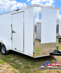 DC7X14TA2-WHT-R DIAMOND CARGO 7X14 TANDEM AXLE RAMP DOOR CARGO TRAILER