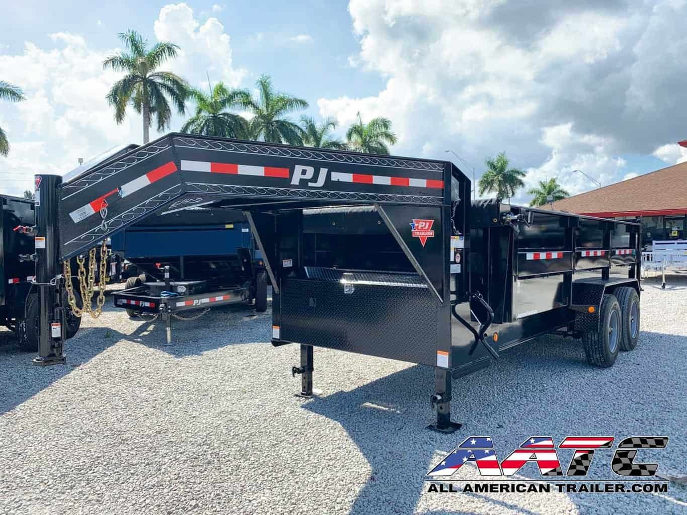 DE-162-P4-GN PJ 7X16 GOOSENECK DUMP TRAILER 10 TON 4′ HIGH SIDES