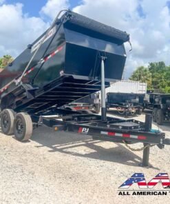 Alternative view of DT1-142-P4 PJ DUMP TRAILER 4′ SIDE -15,400 GVWR 7X14 TELESCOPIC CYLINDER – Hyd Jack – Long Armed Tarp