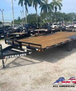 L6-182 PJ 18′ DECKOVER EQUIPMENT TRAILER 9,899 GVWR 8.5X18 SLIDE IN RAMPS