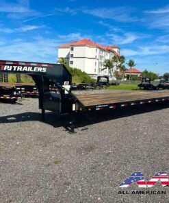 LD212-35+5MR PJ 40′ GOOSENECK TRAILER 25,900 -30,000 GVWR W/ MONTSTER RAMPS LR-G TIRES ELEC/HYD DISC BRAKES