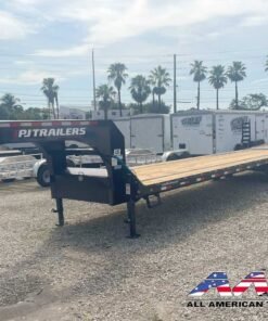 Alternative view of LS-30+5MR PJ 35′ GOOSENECK TRAILER 8 TON 15,680 GVWR W/ MONSTER RAMPS LRG TIRES
